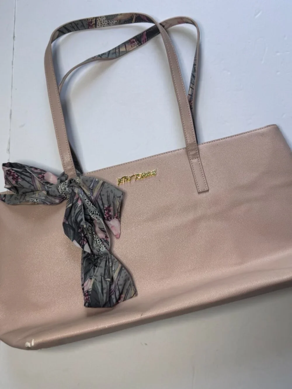 Betsey Johnson Pink Zaria Tote Shoulder Bag Purse & Wristlet Floral Faux Leather